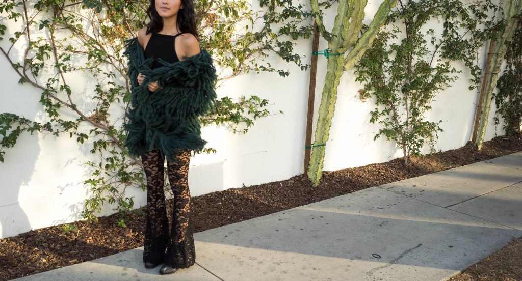 The Luxi Look | Winter Style, Lovers and Drifters Club, Shaggy Jacket, Lace Bellbottoms, Show Me Your Mumu, Bam Bam Bells