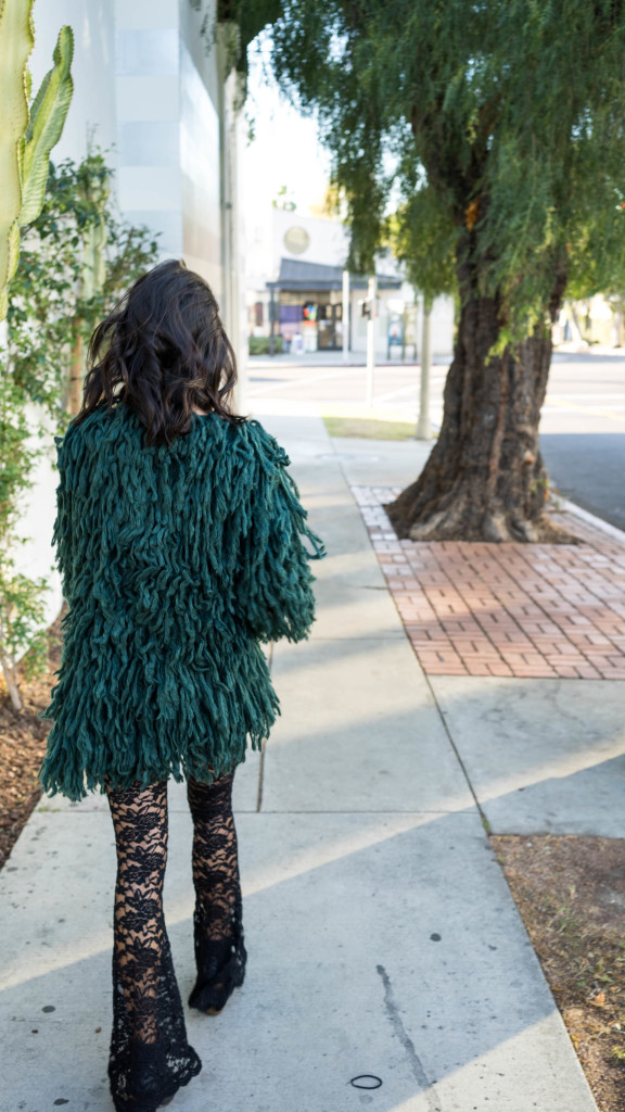 The Luxi Look | Winter Style, Lovers and Drifters Club Shaggy Jacket, Shaggy Coat, Shaggy Jacket, Show Me Your Mumu, Bam Bam Bells, Lace Bellbottoms