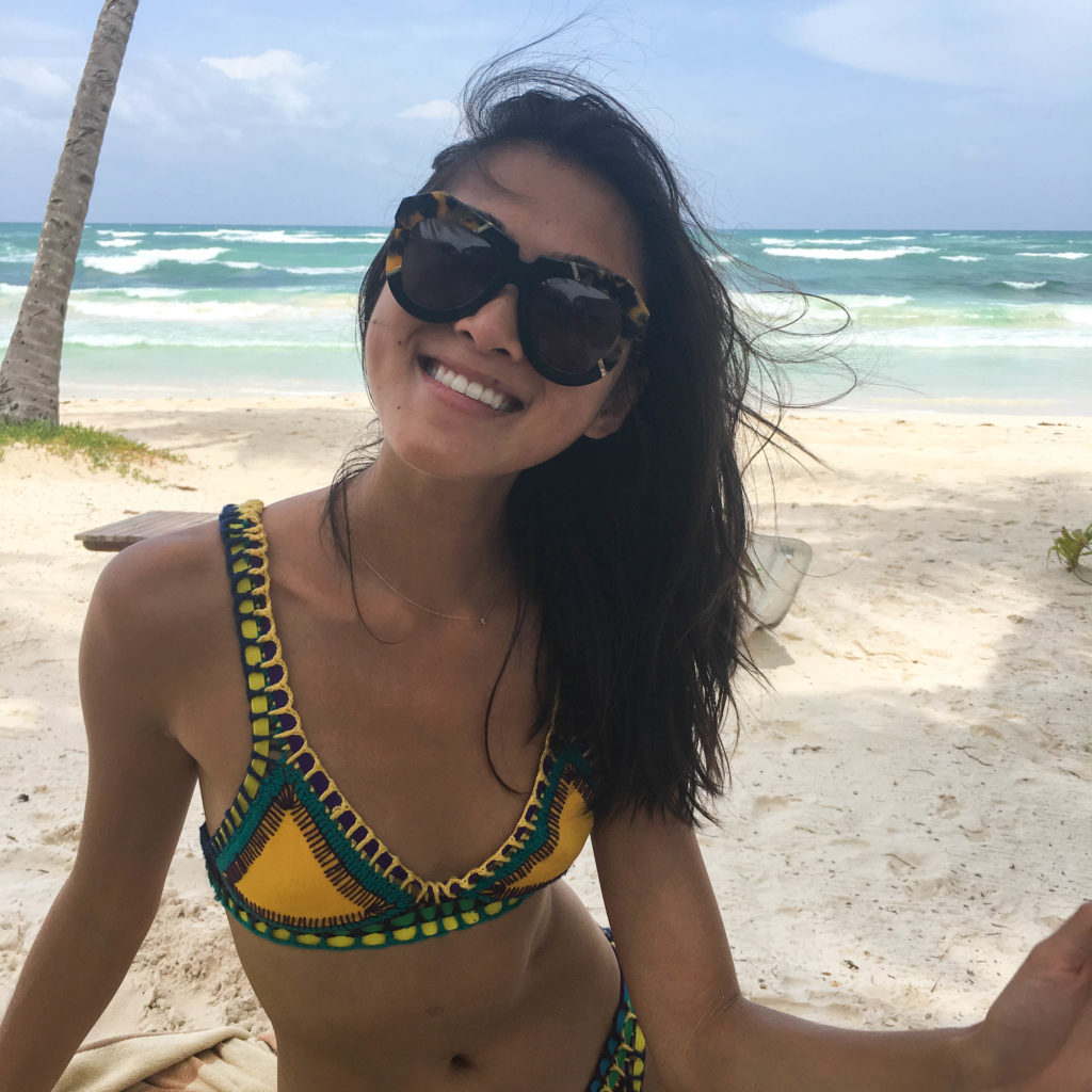 Amy Zhang The Luxi Look wearing Kiini Swimsuit for her Tulum Travel Diary