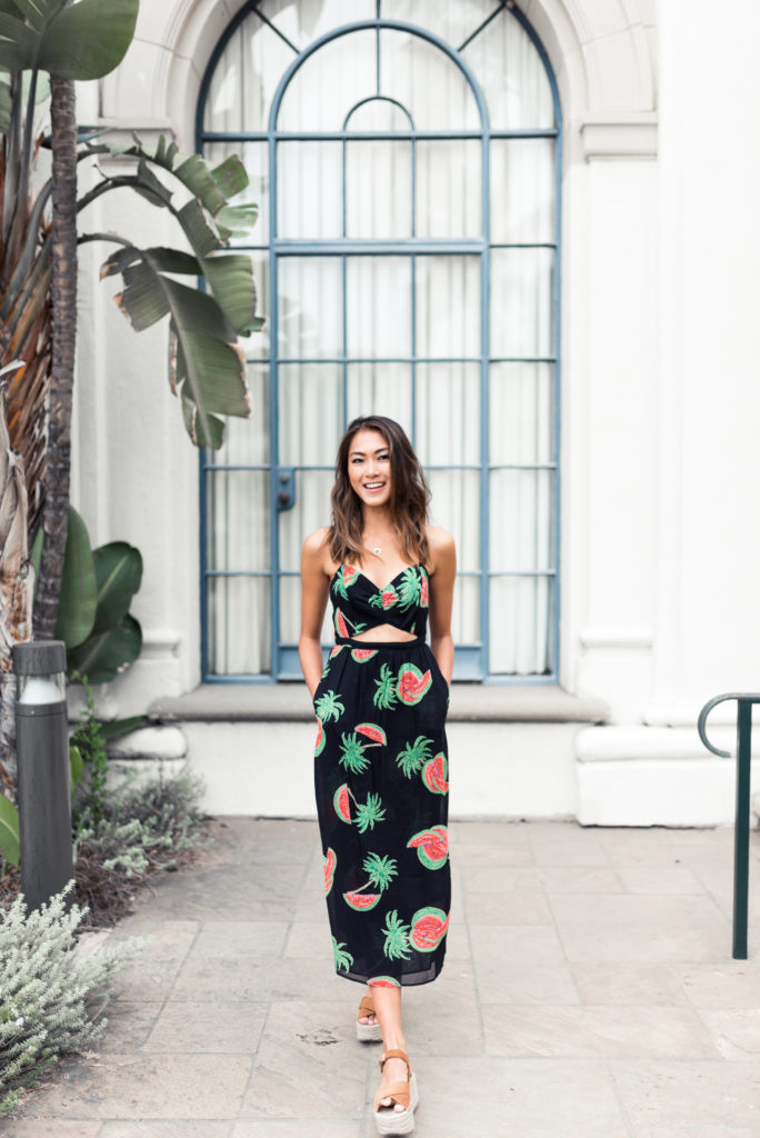 Reformation Addie Midi Dress Melon Print