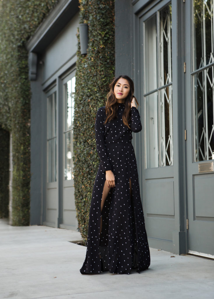 black maxi slit dress