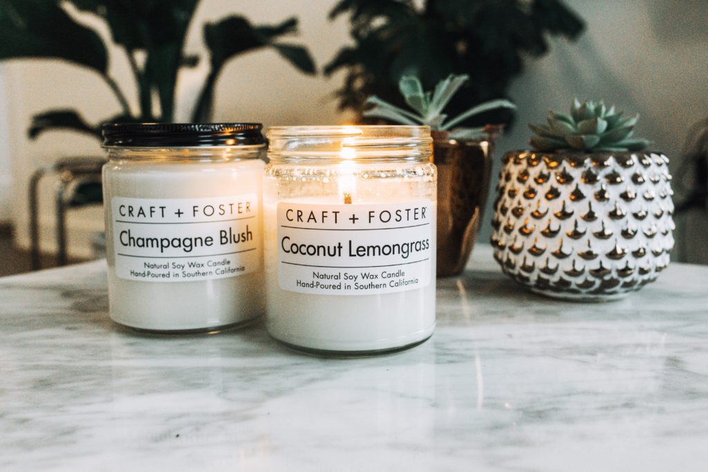 Are soy candles better? Craft + Foster candles in Champagne Blush and Coconut Lemongrass are safer and all natural options to traditional paraffin wax.