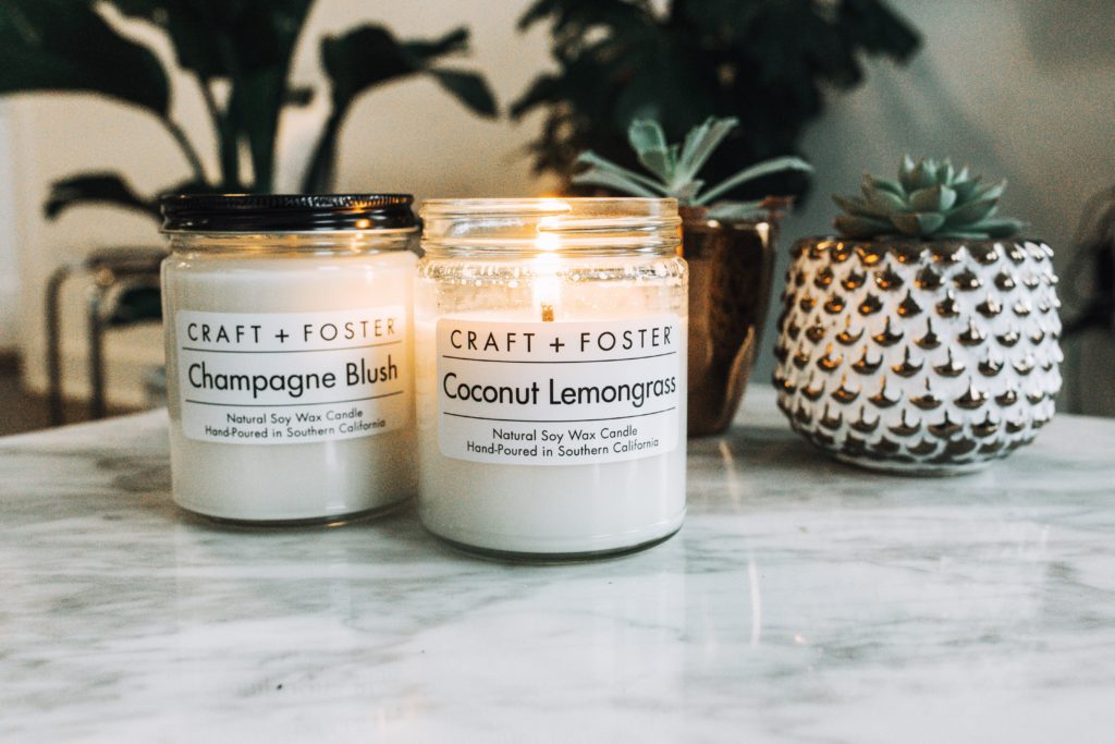 Craft + Foster candles in Champagne Blush and Coconut Lemongrass Are soy candles better? Craft + Foster candles in Champagne Blush and Coconut Lemongrass are safer and all natural options to traditional paraffin wax.