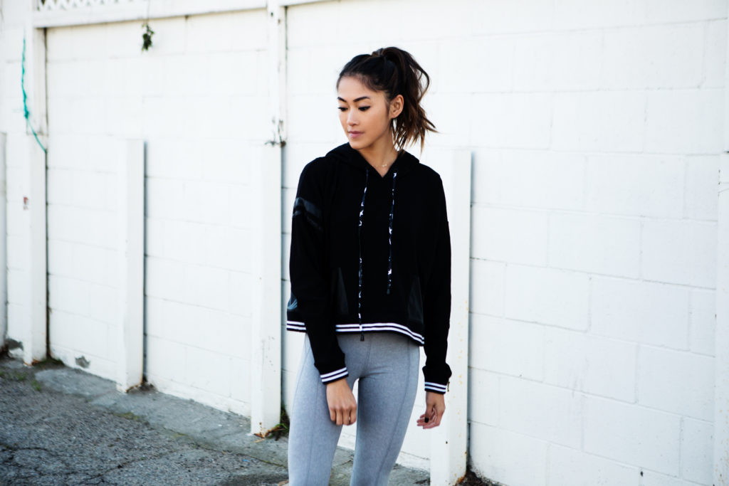 hoodie: bebe | grey activewear set: grana | by The Luxi Look wearing Grana Activewear