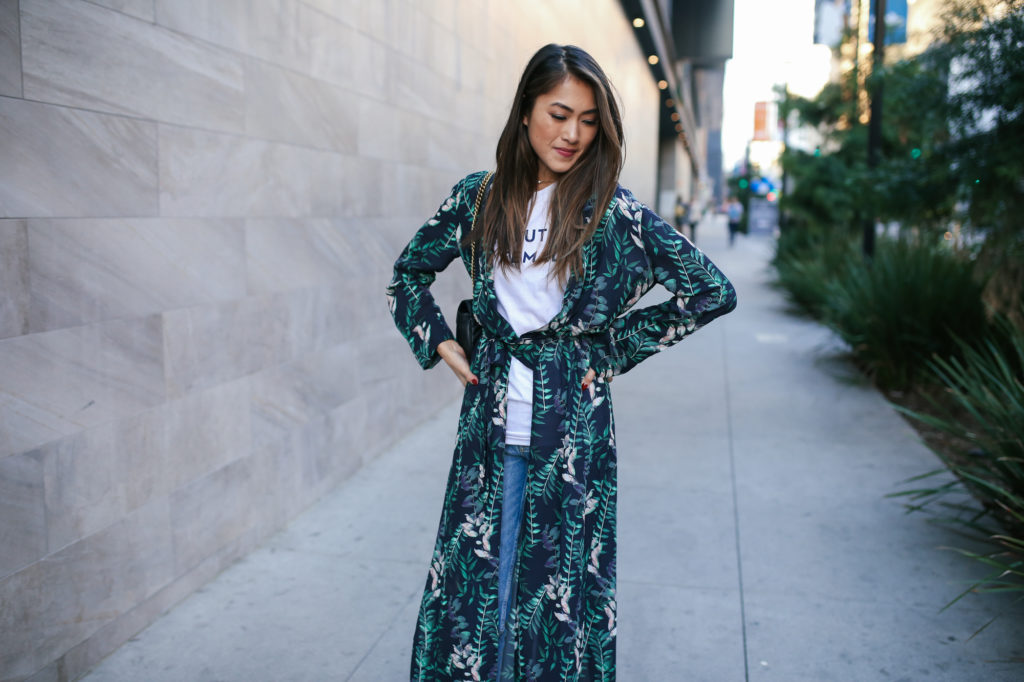 How to Style a Long Kimono | The Luxi Look wearing House of Harlow Yoselin Bed Maxi