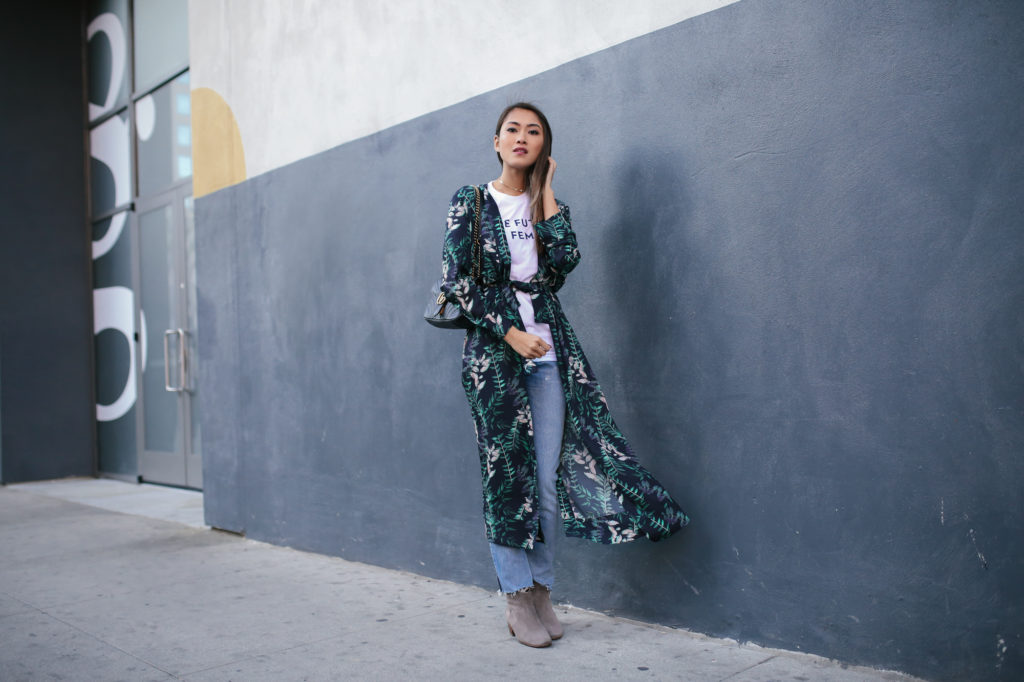 How to Style a Long Kimono | The Luxi Look wearing House of Harlow Yoselin Bed Maxi