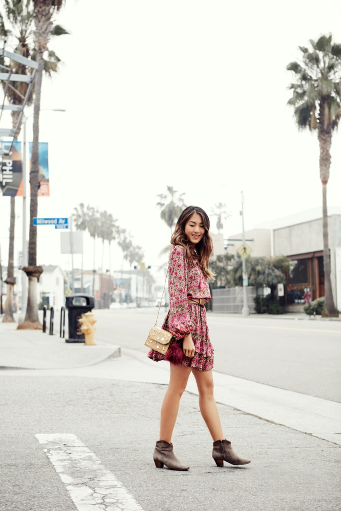 Amy Zhang is wearing Spell & the Gypsy Collective and B Low the Belt and ankle boots