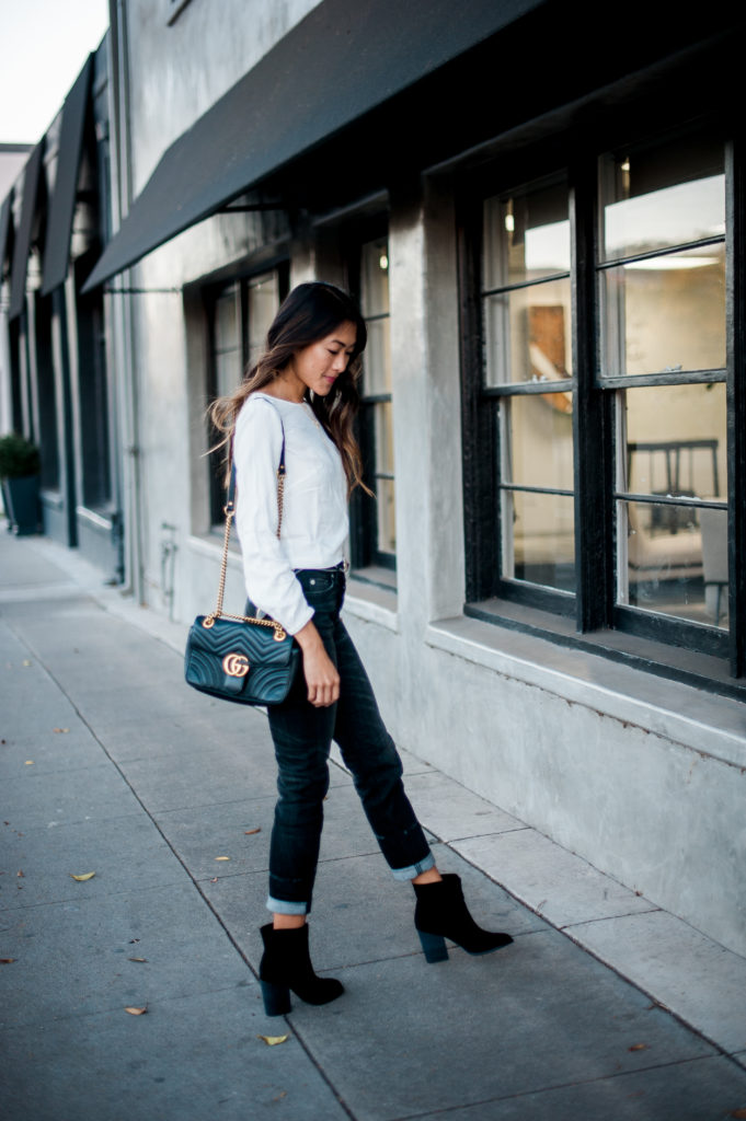 woman showing woman fall style restricted shoes 