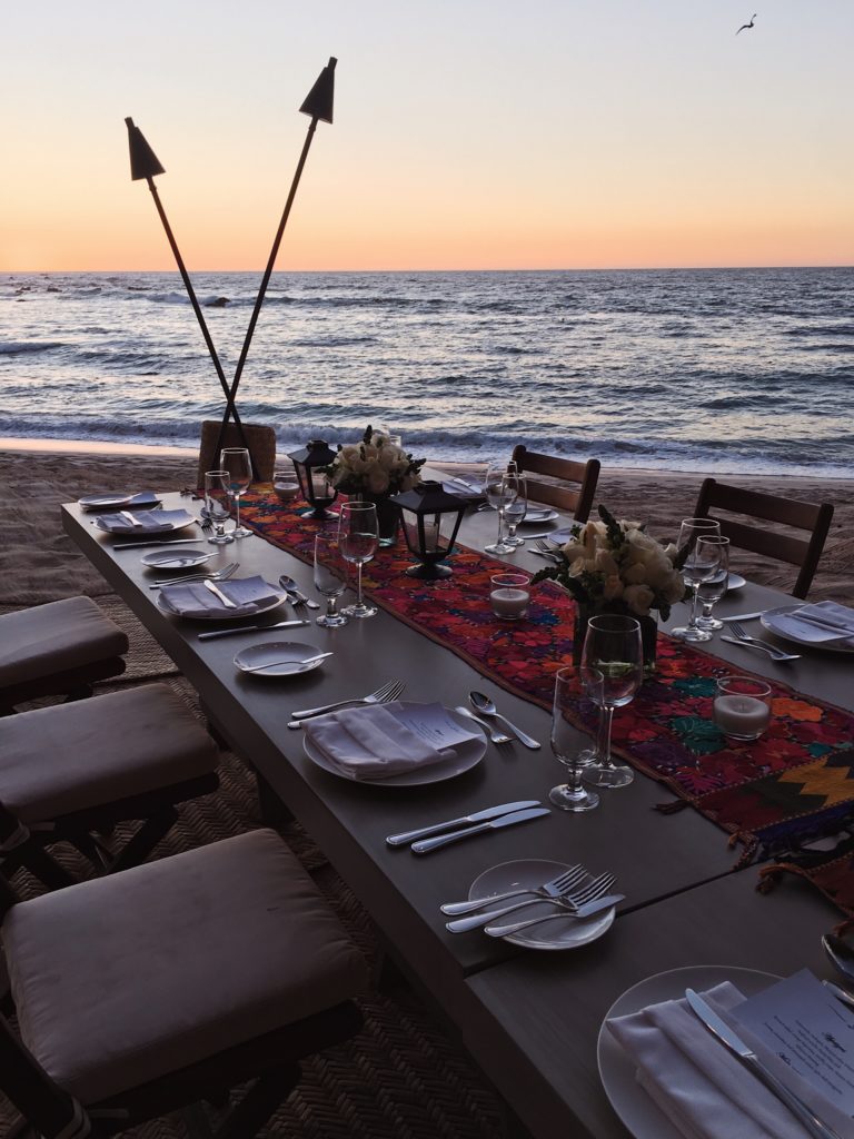 dinner setup at the shore