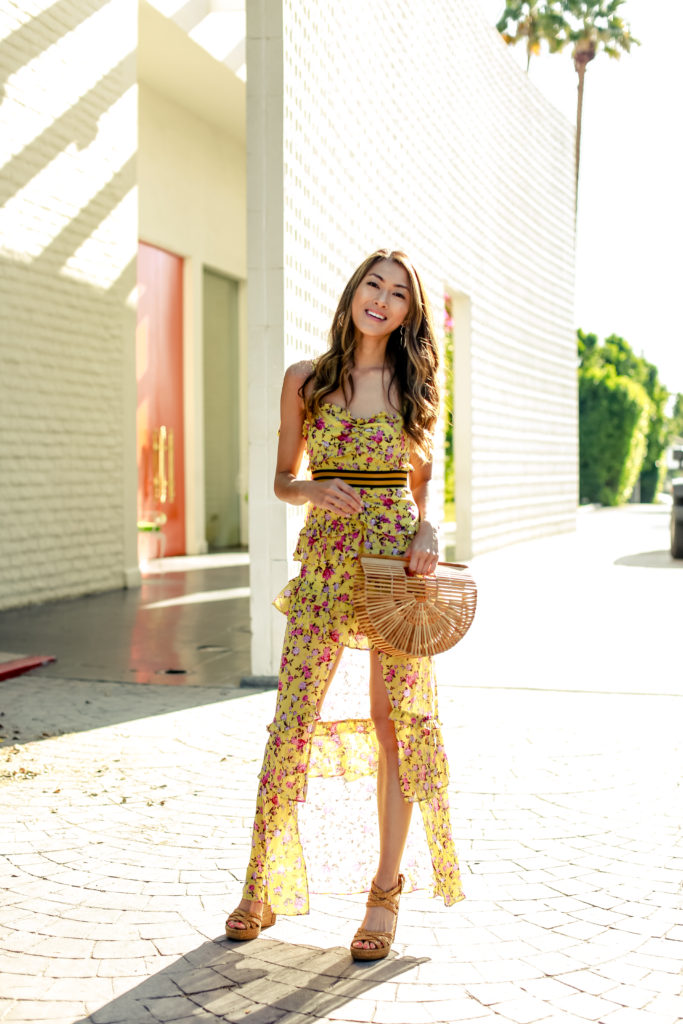 Amy is wearing a dress: for love and lemons and cult gaia bag | by The Luxi Look