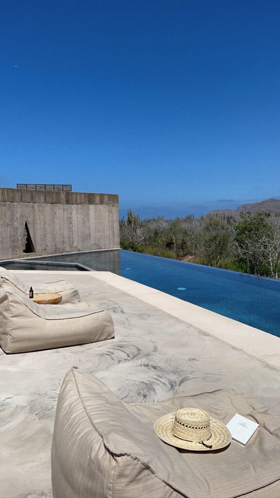 infinity pool with couches